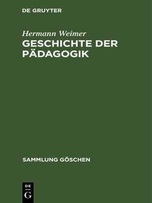 cover image of Geschichte der Pädagogik
